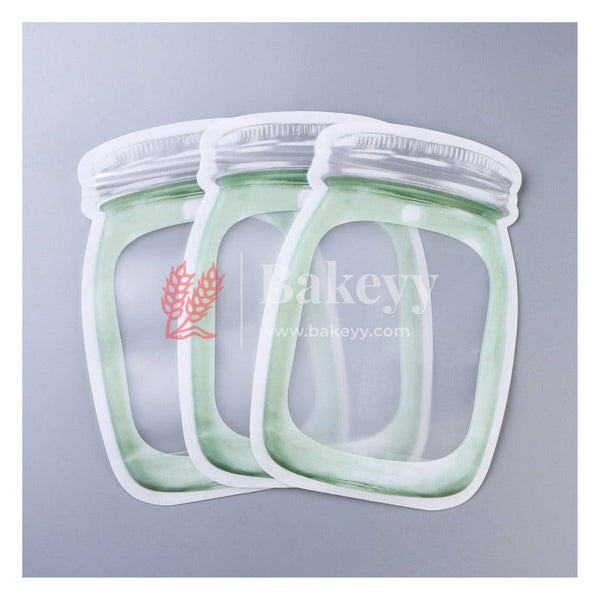 250 gm | Zip Lock Pouch | Green Jar Designed |16.5 x 24.5 CM | Standing Pouch - Bakeyy.com