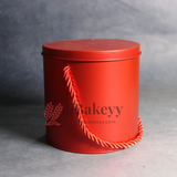 Red Round Tin Box with Handle | Corporate Gifting |Wedding Favors| Birthday Parties |Baby Showers| 1 Piece