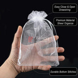 16x20 CM| Organza Potli Bags | White Colour | Candy Bag - Bakeyy.com - India - 16x20 CM| Organza Potli Bags | White Colour | Candy Bag - Pack Of 50 / 16x20 cm / 6x8 inch / White