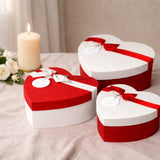 Red And White Valentine Gift Box | Valentine Gift | Mixed Colour | Heart Shape Gift Box with Ribbon | Pack of 1