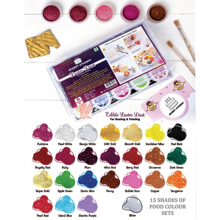 Bake haven Glitter dust, Nontoxic Matte Finish Color | Pack of 15 Different Colors - Bakeyy.com