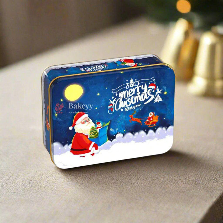 Blue With Santa | Elegant Christmas Decorative Tin Box | Gift Box | Chocolate Box | Cookie Box | Luxury Box | Pack of 6 | - Bakeyy.com - India - Blue With Santa | Elegant Christmas Decorative Tin Box | Gift Box | Chocolate Box | Cookie Box | Luxury Box | Pack of 6 | - Default Title