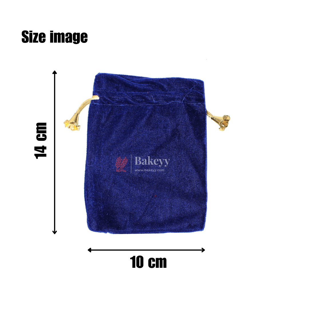 10x14 cm | Velvet Drawstring Potli Bag | Blue Colour | Pack of 10 | Luxurious Gift & Storage Pouch | - Bakeyy.com - India - 10x14 cm | Velvet Drawstring Potli Bag | Blue Colour | Pack of 10 | Luxurious Gift & Storage Pouch | - Default Title