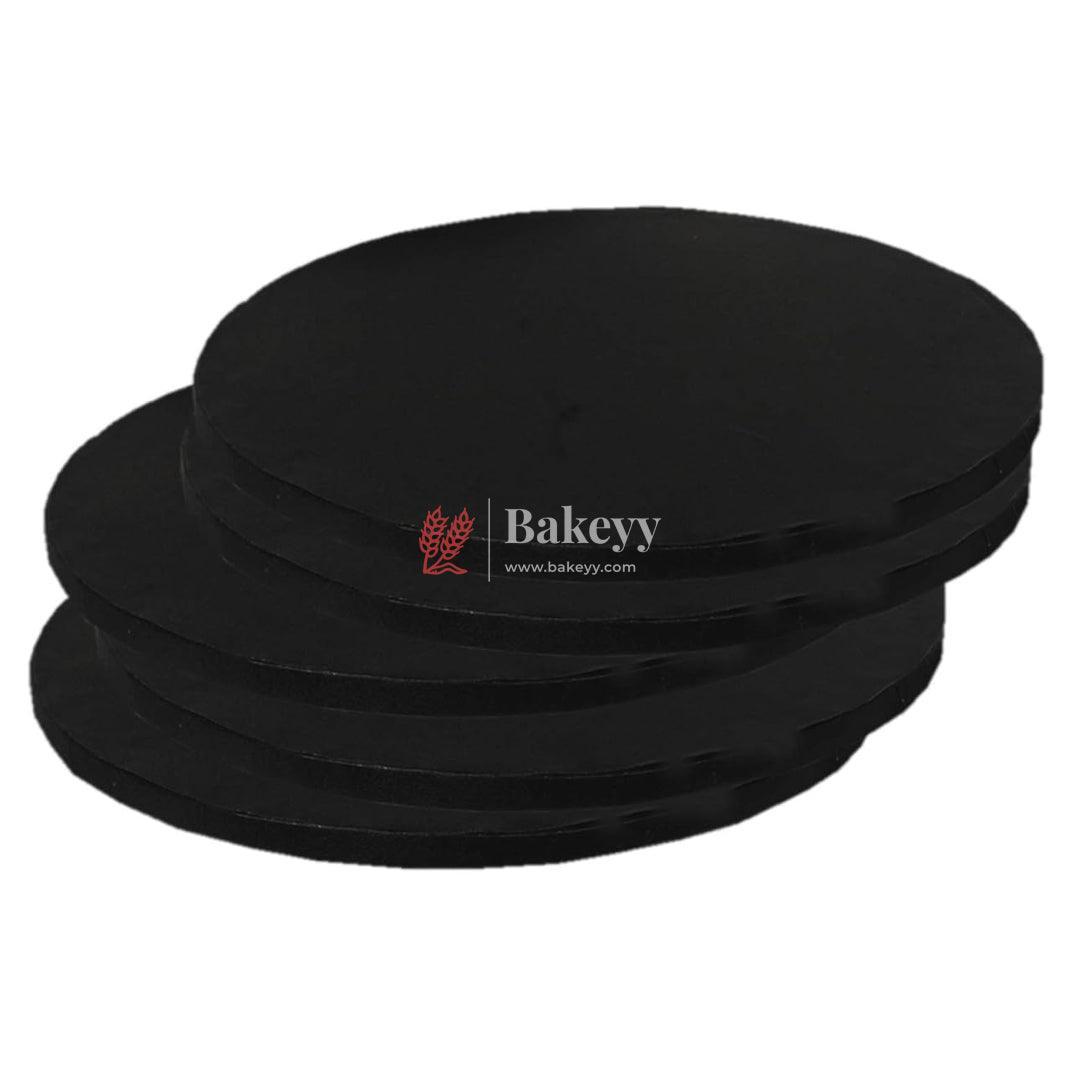 Black Round Drum Cake Board Cake Base | Pack of 5 - Bakeyy.com - India - Black Round Drum Cake Board Cake Base | Pack of 5 - 10 Inch