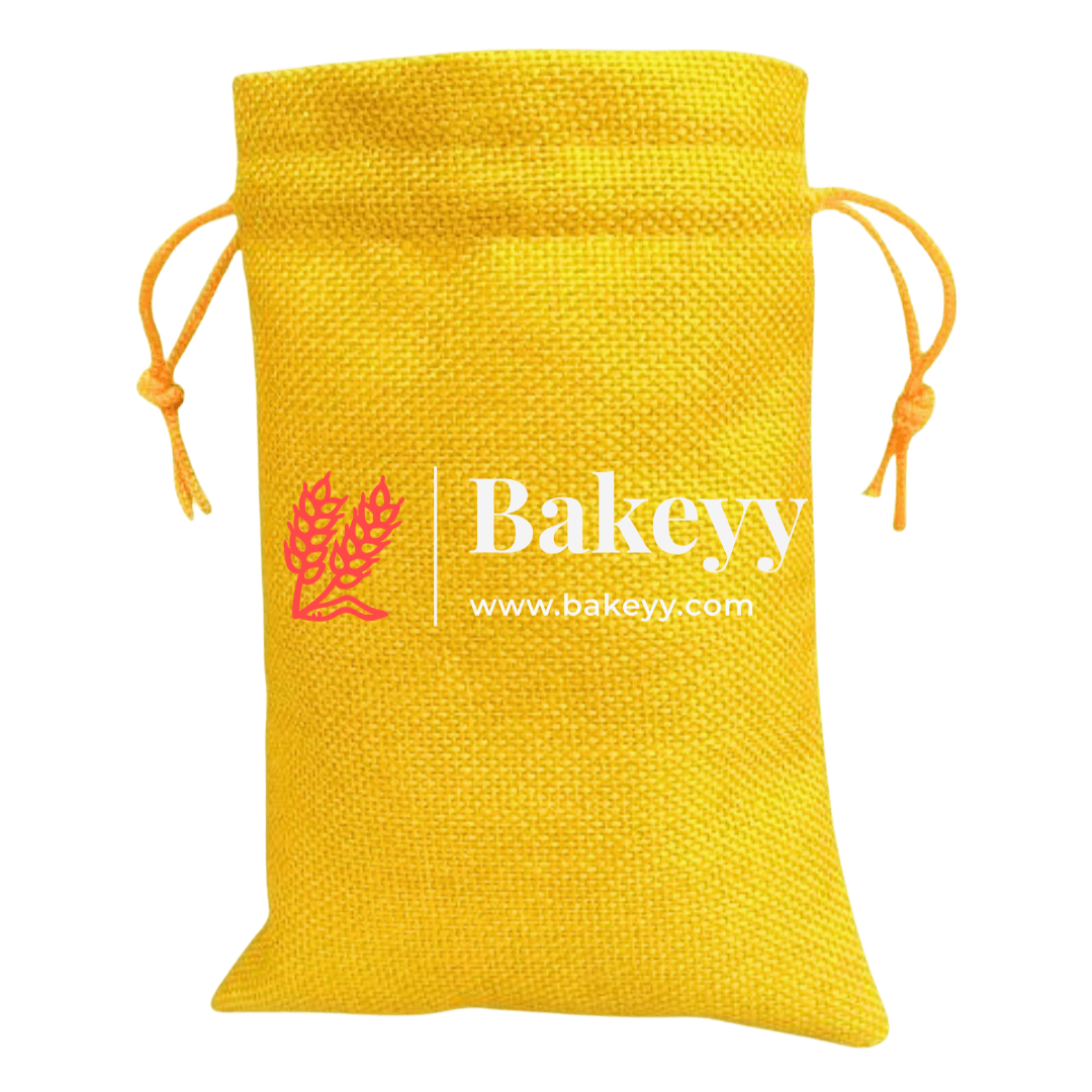 Yellow Jute Potli Bag | Gift Return Gifts Bags | Drawstring Bags | (Pack of 10) - Bakeyy.com - India - Yellow Jute Potli Bag | Gift Return Gifts Bags | Drawstring Bags | (Pack of 10) - 13 X 18 CM