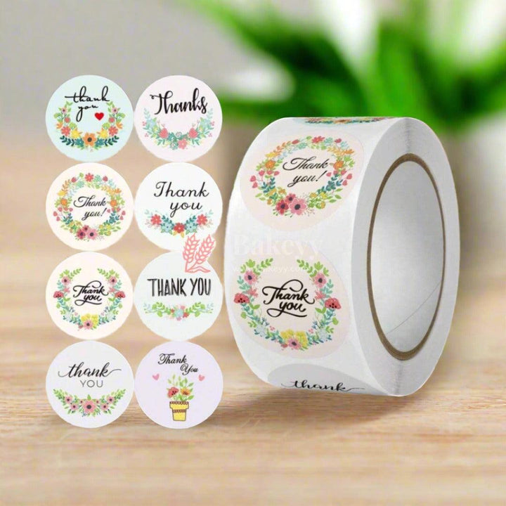 Thank You Stickers Roll | Thank You Labels Round Adhesive Stickers | For Busines and Shop (Pack of 500 Sticker Lable) - Bakeyy.com