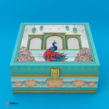 24x24x9cm |  Royal Peacock Square Gift Box – Hard Box Premium Packaging | Pack of 1