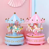 Pink & Blue Carousel Music Box - Elegant Rotating Horse Design for Decoration - Bakeyy.com - India - Pink & Blue Carousel Music Box - Elegant Rotating Horse Design for Decoration - Blue