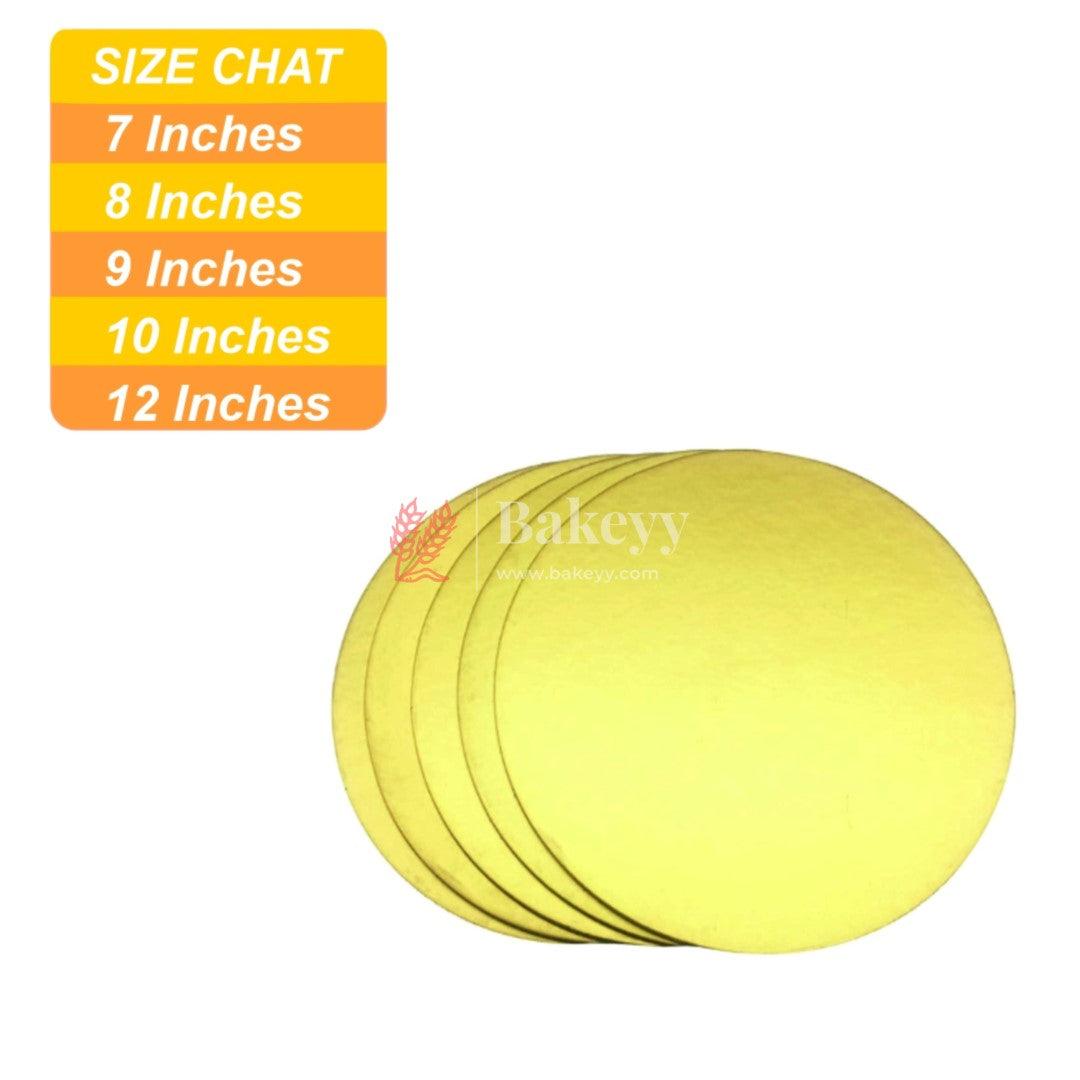 Round Gold Cake Base | Cake Board - Bakeyy.com - India - Round Gold Cake Base | Cake Board - 7 Inches / Pack 25