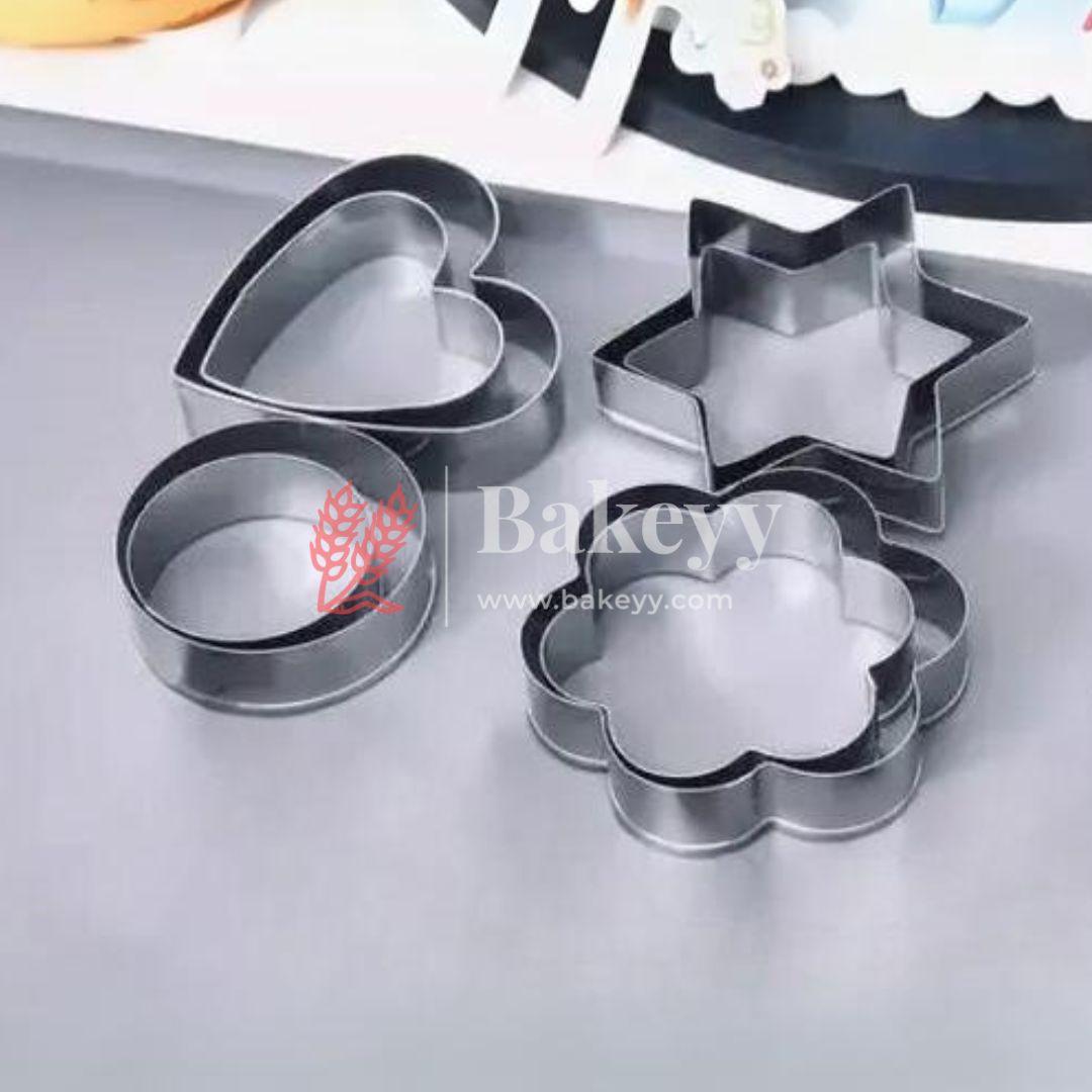 Cookie Cutters Set - Molds Cutter for Baking (Round, Heart, Flower and Star Cookie Cutters 2 of each) 8 pc - Bakeyy.com - India - Cookie Cutters Set - Molds Cutter for Baking (Round, Heart, Flower and Star Cookie Cutters 2 of each) 8 pc - Default Title