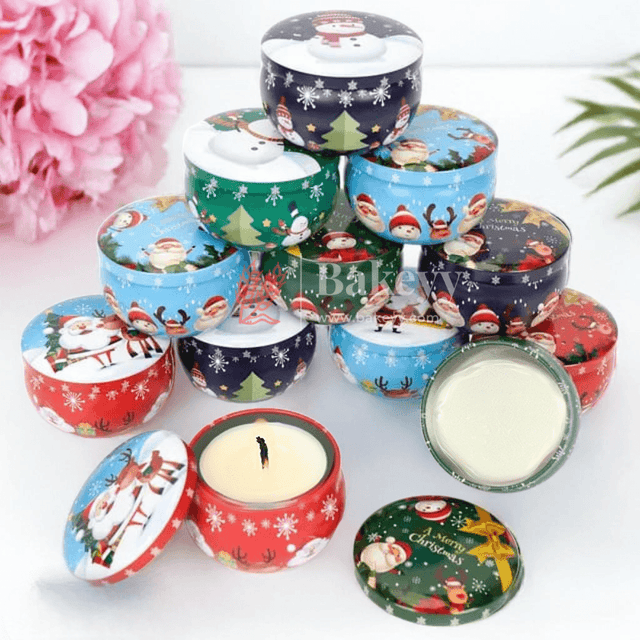 Christmas Decorative Tin Candle Set | Pack of 12 | Mixed Designs | Festive Scented Candles for a Joyful Ambiance - Bakeyy.com - India - Christmas Decorative Tin Candle Set | Pack of 12 | Mixed Designs | Festive Scented Candles for a Joyful Ambiance - Default Title