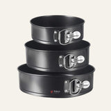 24cm, 26cm, 28cm Tin Cake Mould Mould Round Shape Making Tray| 3-Pieces | Black | Non Stick - Bakeyy.com - India - 24cm, 26cm, 28cm Tin Cake Mould Mould Round Shape Making Tray| 3-Pieces | Black | Non Stick - Default Title