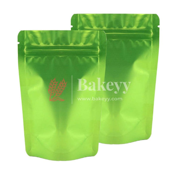 250 gm | Zip Lock Pouch | Green Color Without Window | 13.5x22 CM | Standing Pouch - Bakeyy.com