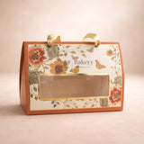 7x5.25x3.75 Inch | Premium Designer Window Box | Golden Ribbon Handle | Pack of 10