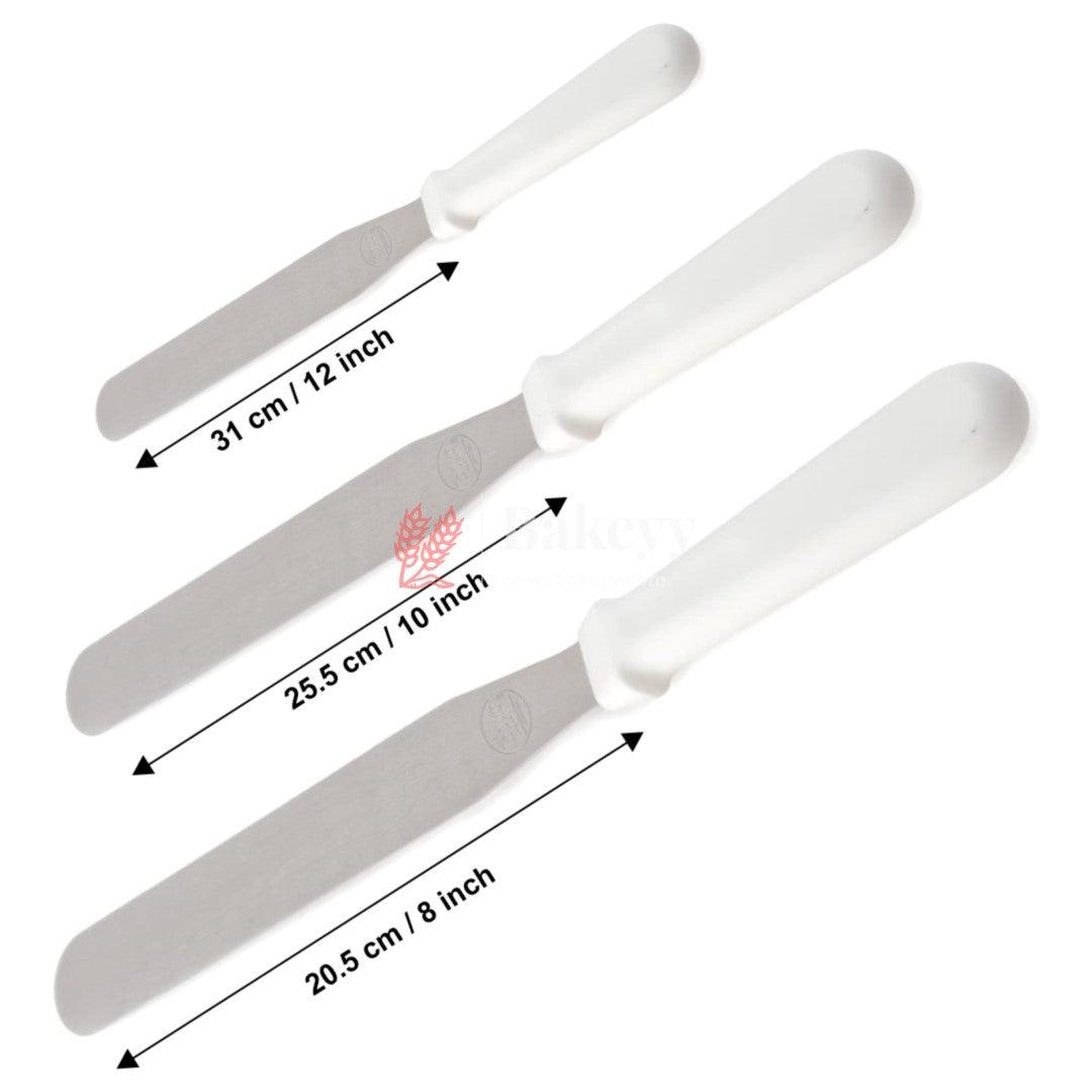 Industrial Quality Stainless Steel White Handle Heavy Flat Pallet Knife | 8, 10, 12 Inch | 3 sizes available - Bakeyy.com - India - Industrial Quality Stainless Steel White Handle Heavy Flat Pallet Knife | 8, 10, 12 Inch | 3 sizes available - 8 Inch