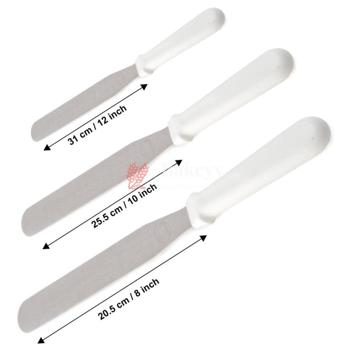 Industrial Quality Stainless Steel White Handle Heavy Flat Pallet Knife | 8, 10, 12 Inch | 3 sizes available - Bakeyy.com