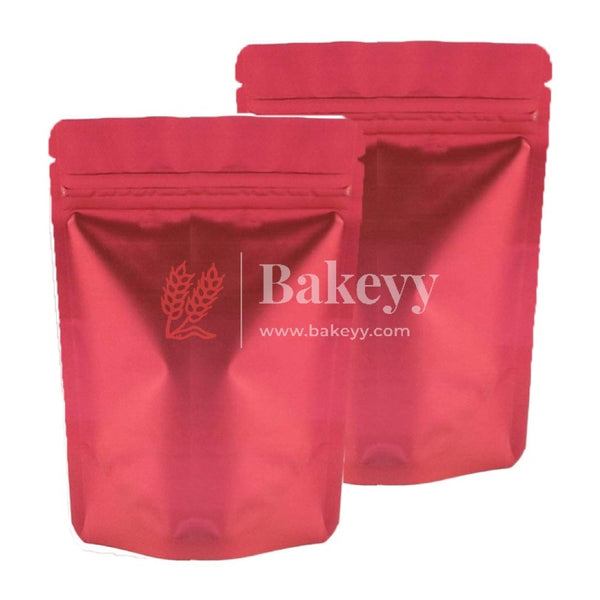 250 gm | Zip Lock Pouch | Red Color Without Window | 13.5x22 CM | Standing Pouch - Bakeyy.com