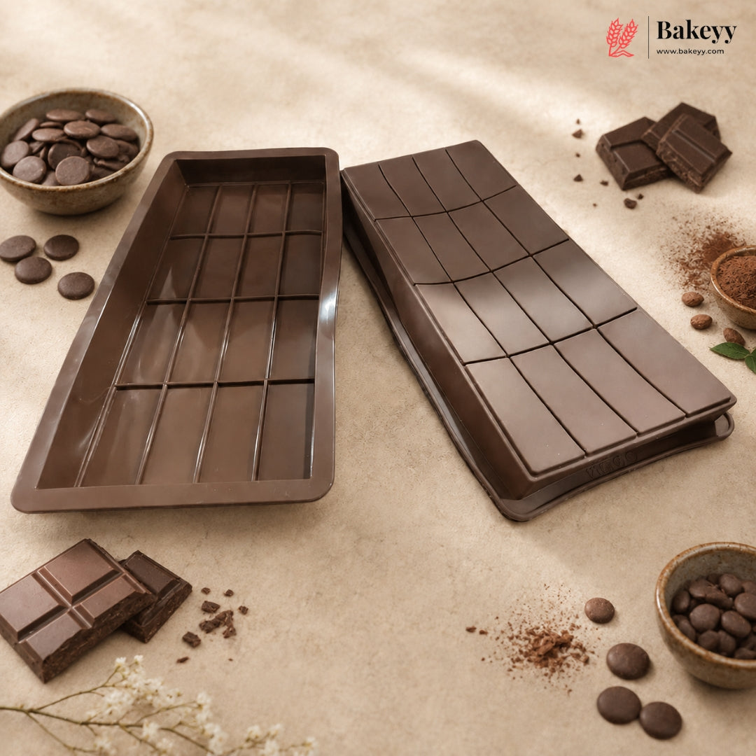1 Cavity | 16 Block Design | Rectangle Silicone Chocolate Bar Mould | Homemade Chocolate Slab Mould | Pack of 1