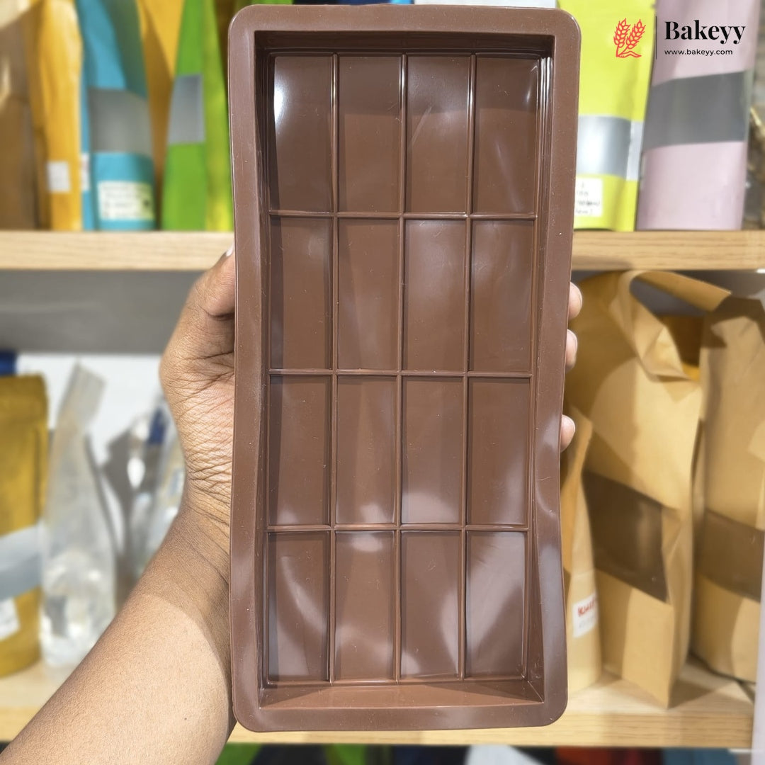 1 Cavity | 16 Block Design | Rectangle Silicone Chocolate Bar Mould | Homemade Chocolate Slab Mould | Pack of 1