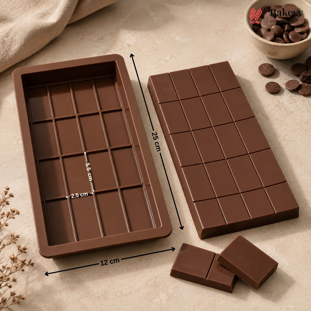 1 Cavity | 16 Block Design | Rectangle Silicone Chocolate Bar Mould | Homemade Chocolate Slab Mould | Pack of 1
