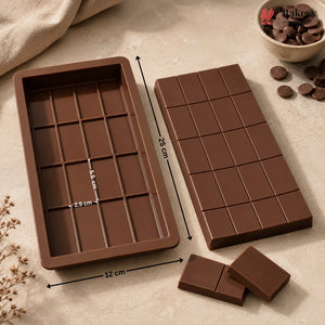 1 Cavity | 16 Block Design | Rectangle Silicone Chocolate Bar Mould | Homemade Chocolate Slab Mould | Pack of 1