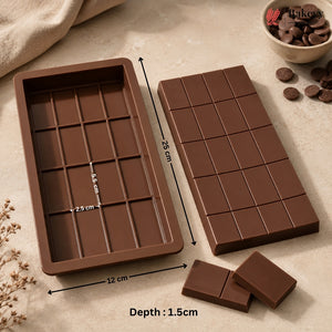 1 Cavity | 16 Block Design | Rectangle Silicone Chocolate Bar Mould | Homemade Chocolate Slab Mould | Pack of 1