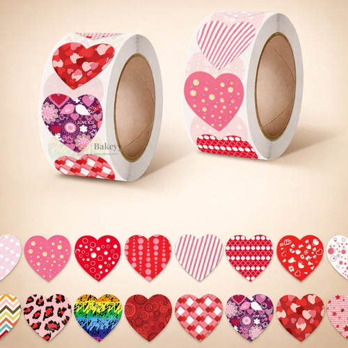 1 Inch Heart Shape Stickers Roll