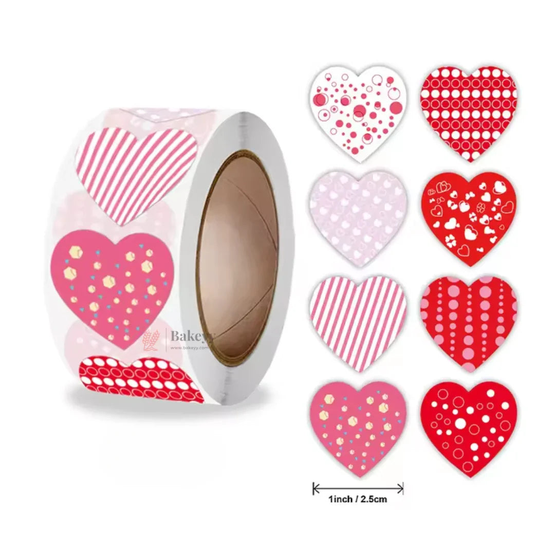 1 Inch Heart Shape Stickers Roll