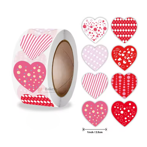 1 Inch Heart Shape Stickers Roll