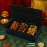 Royal Blue Printed Hamper Box with 3 PET Jars| 1 Piece