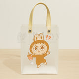 Labubu Print Transparent Bag with Brown Handles| Random Labubu Prints | Pack of 12