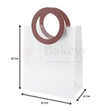 Transparent Bags With Leather Style Maroon Colour Handles | Pack of 12