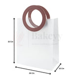 Transparent Bags With Leather Style Maroon Colour Handles | Pack of 12