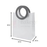 Transparent Bags With Leather Style White Colour Handles | Pack of 12