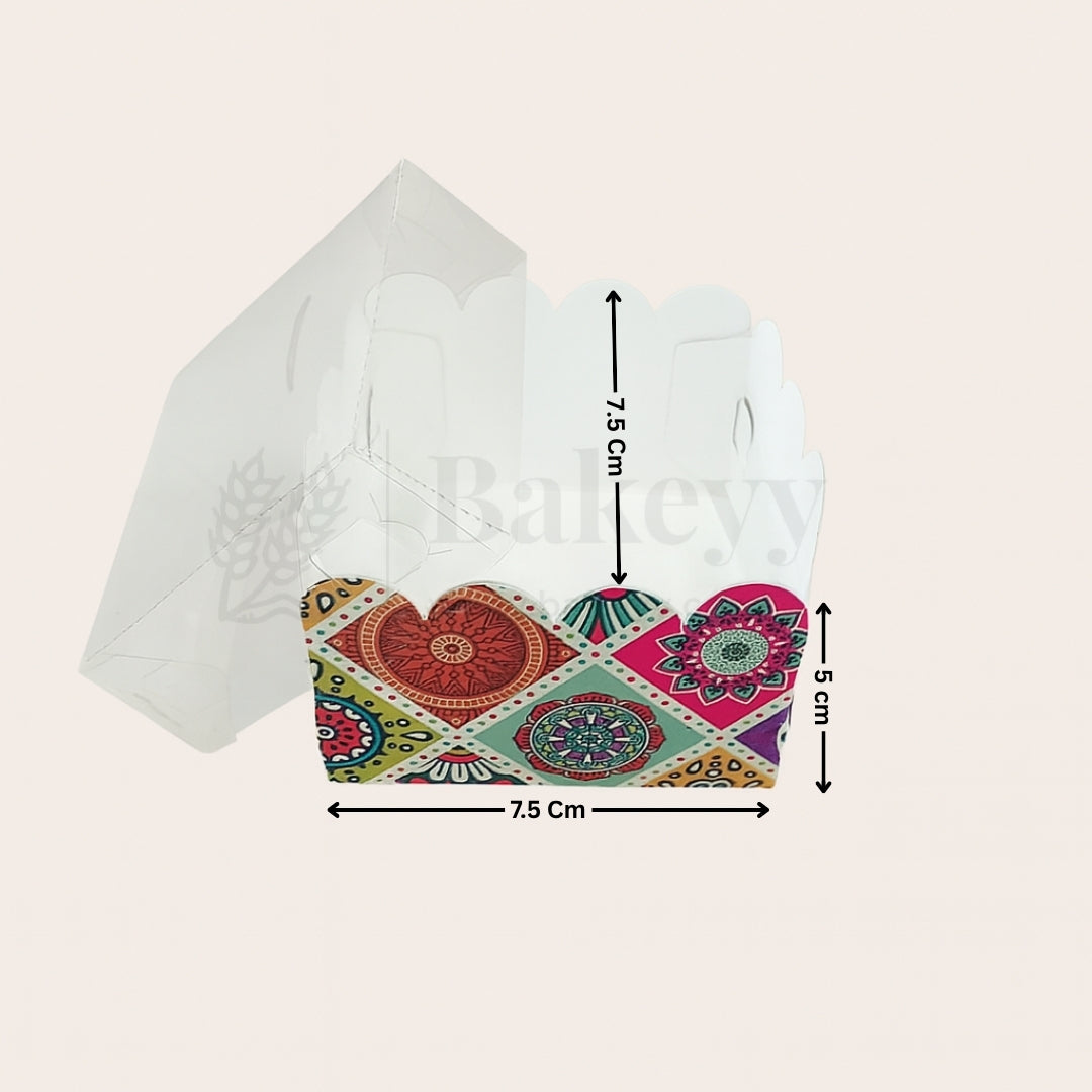 Floral Print 1 Brownie Box With Transparent Lid | Pack of 50