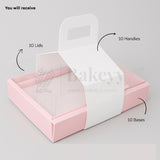 Double Wall Hamper Box with Fit in Transparent Lid and Pink Base and Handle| Pack of 10