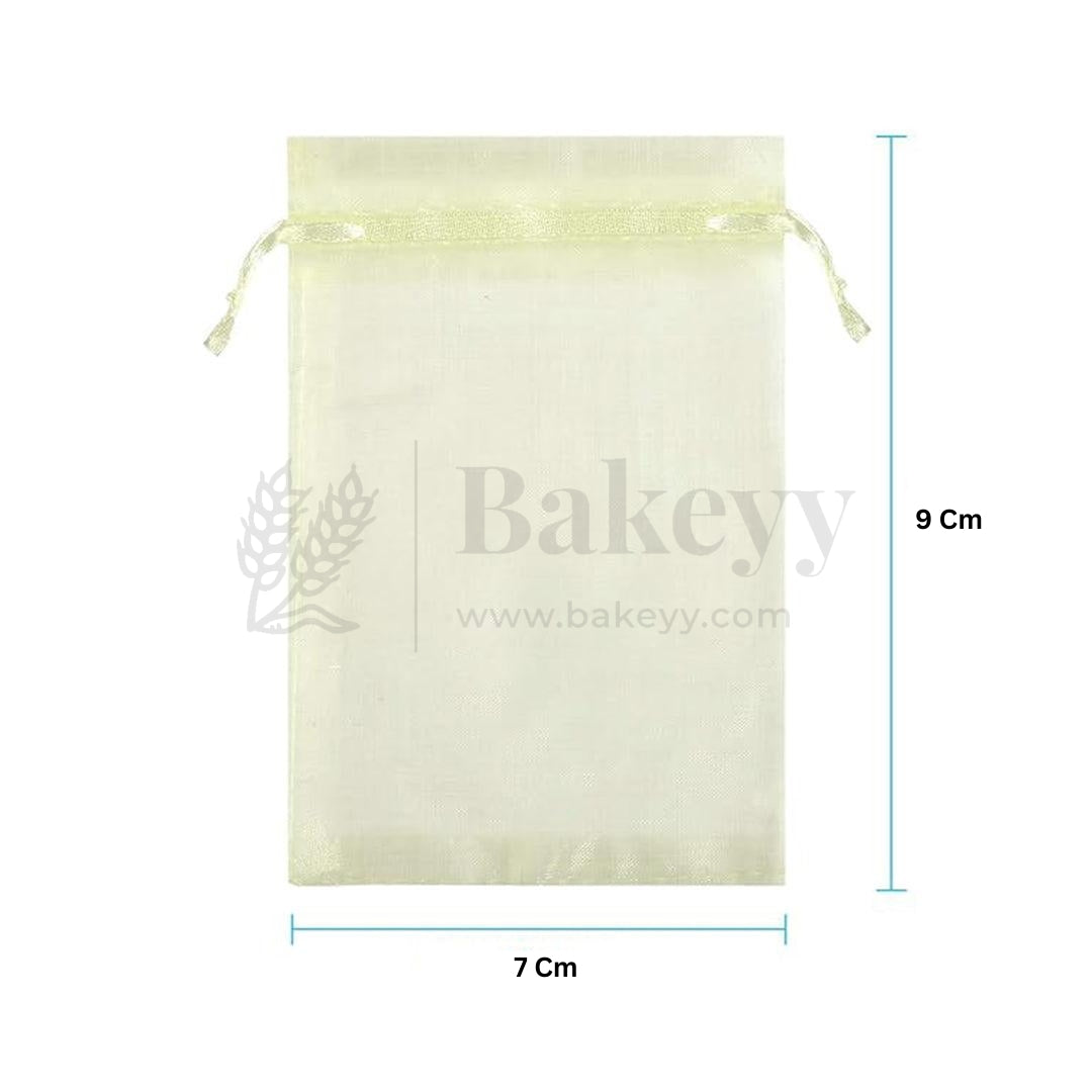 Cream Organza Potli Bag | Drawstring Bags