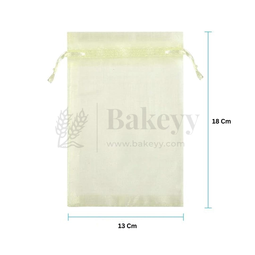 Cream Organza Potli Bag | Drawstring Bags