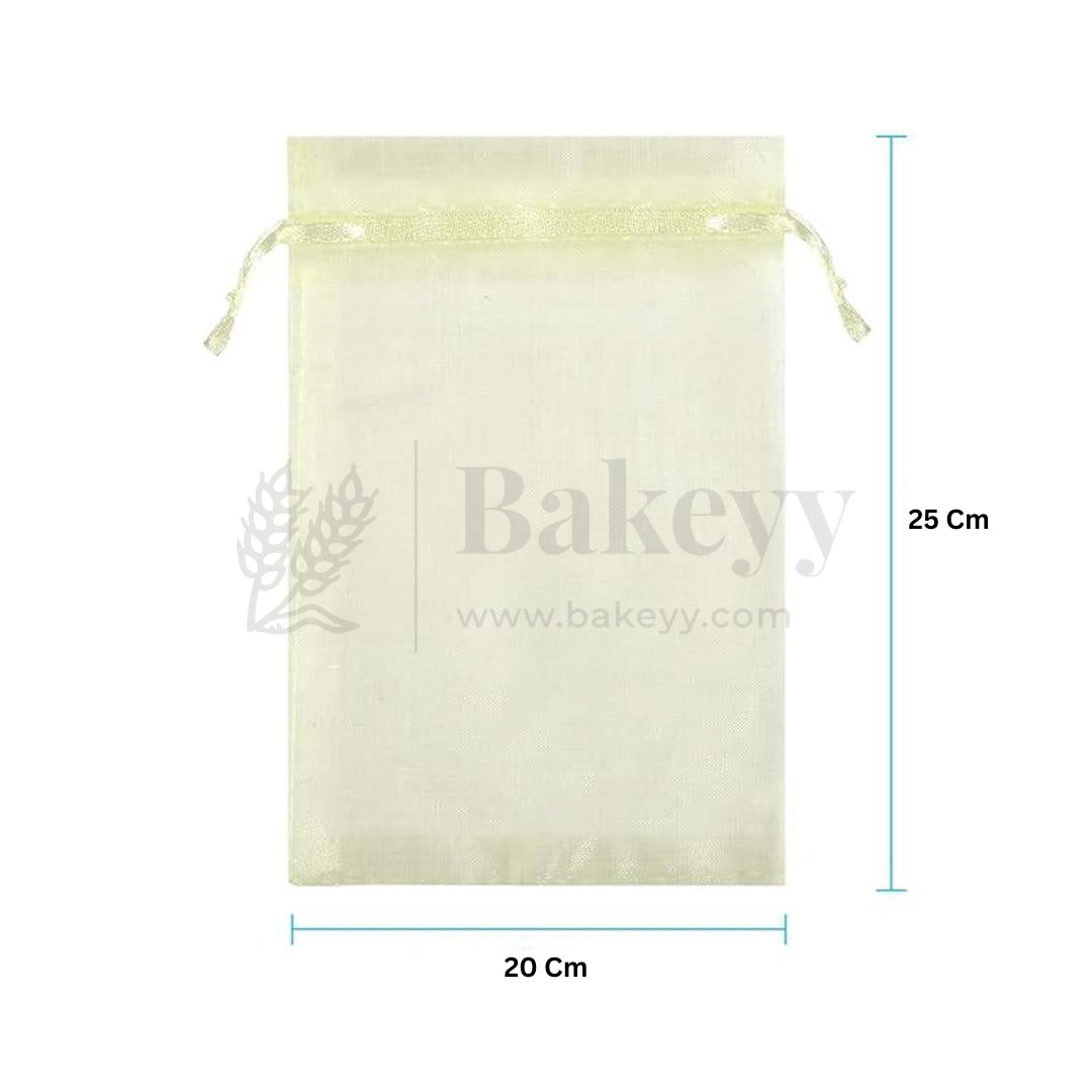 Cream Organza Potli Bag | Drawstring Bags
