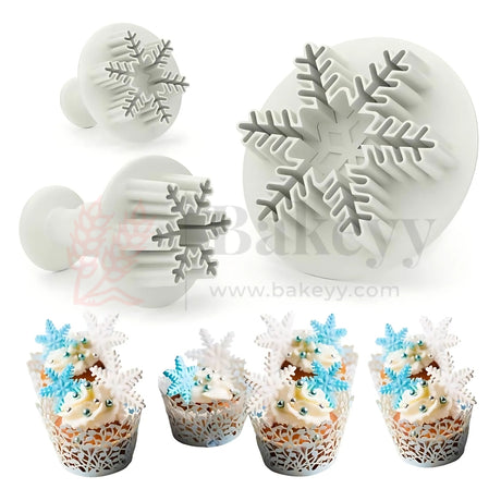 Snowflake Plunger Cutter Fondant Tool |Set of 3 (Small, Medium, Large)| For Cake Decorating, Fondant, and Cookie Molds - Bakeyy.com - India - Snowflake Plunger Cutter Fondant Tool |Set of 3 (Small, Medium, Large)| For Cake Decorating, Fondant, and Cookie Molds - Default Title