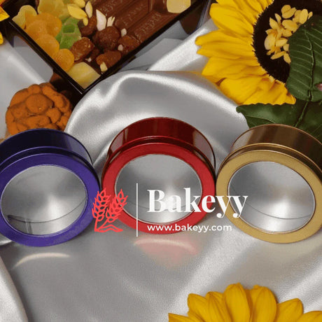 Round Empty Decorative Acrylic Box | Gift Box | Chocolate Box | Sweet Box | Jewellery Box | Pvc Tin Box | Big | - Bakeyy.com - India - Round Empty Decorative Acrylic Box | Gift Box | Chocolate Box | Sweet Box | Jewellery Box | Pvc Tin Box | Big | - Red
