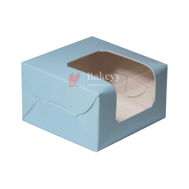 1 Brownie Box Blue Color | With Window - Bakeyy.com - India - 1 Brownie Box Blue Color | With Window - Pack Of 10