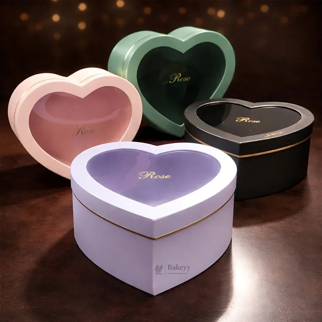Heart Shape Transparent Lid Gift Box | Premium Hamper Packaging | Different color | Pack of 1 - Bakeyy.com - India - Heart Shape Transparent Lid Gift Box | Premium Hamper Packaging | Different color | Pack of 1 - Black / Medium 400.00