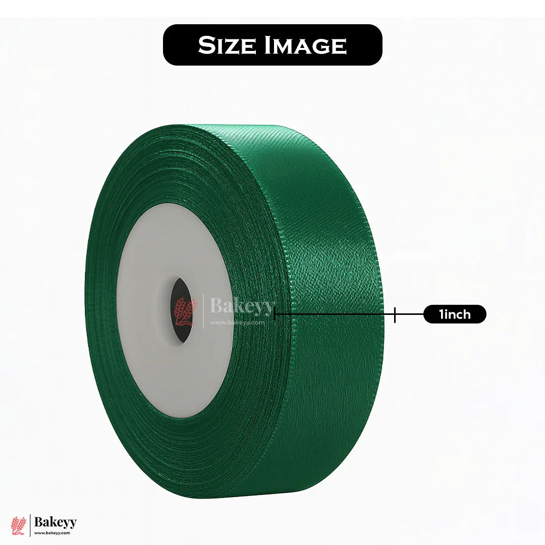 1 inch |18 Mtr Green Satin Ribbon Roll – High-Quality Decorative Ribbon for Gift Wrapping & Crafts| 1 Roll