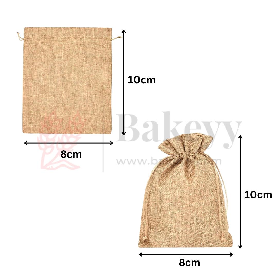 8x10 CM | Jute Potli Bag | Gift Return Gifts Bags| Natural Jute Colour | Drawstring Bags - Bakeyy.com - India - 8x10 CM | Jute Potli Bag | Gift Return Gifts Bags| Natural Jute Colour | Drawstring Bags - Pack Of 10 / 3x4 Inch