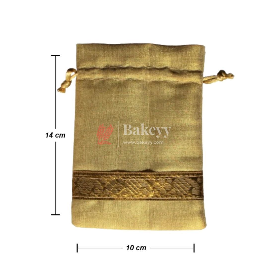 10x14 CM | Elegant Gold Drawstring Gift Bag | Drawstring Bags - Bakeyy.com - India - 10x14 CM | Elegant Gold Drawstring Gift Bag | Drawstring Bags - Pack of 50 / 4x6 inch