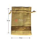 10x14 CM | Elegant Gold Drawstring Gift Bag | Drawstring Bags - Bakeyy.com - India - 10x14 CM | Elegant Gold Drawstring Gift Bag | Drawstring Bags - Pack of 50 / 4x6 inch