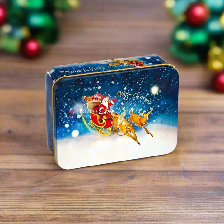 Blue with Reindeer | Elegant Christmas Decorative Tin Box | Gift Box | Chocolate Box | Cookie Box | Luxury Box | Pack of 6 | - Bakeyy.com - India - Blue with Reindeer | Elegant Christmas Decorative Tin Box | Gift Box | Chocolate Box | Cookie Box | Luxury Box | Pack of 6 | - Default Title