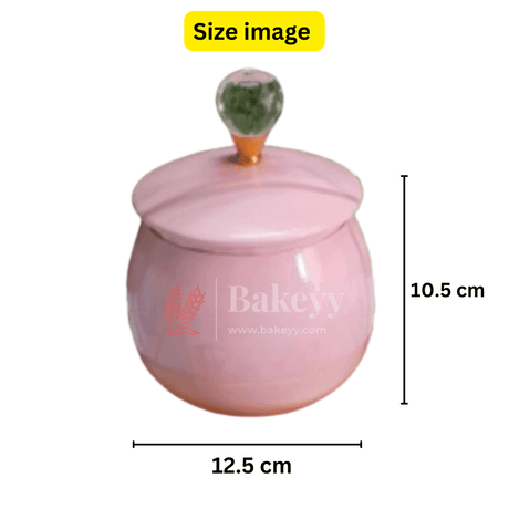 Pink Ceramic Candy Jar with Crystal Knob - Bakeyy.com - India - Pink Ceramic Candy Jar with Crystal Knob - Default Title