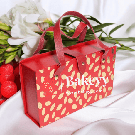 Designer Gift Box for storage and Gifting | Carry Case with Handles | Gift box for special Occasions | - Bakeyy.com - India - Designer Gift Box for storage and Gifting | Carry Case with Handles | Gift box for special Occasions | - Red